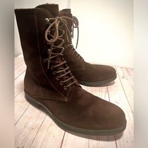 Aquatalia Mens Dark Brown Sz‎ 10 Fur Boots Dyed Sheep Waterproof Italy